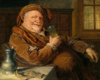 Falstaff med en tennkanna och ett vinglas - Eduard von Grützner — vy av konstverket