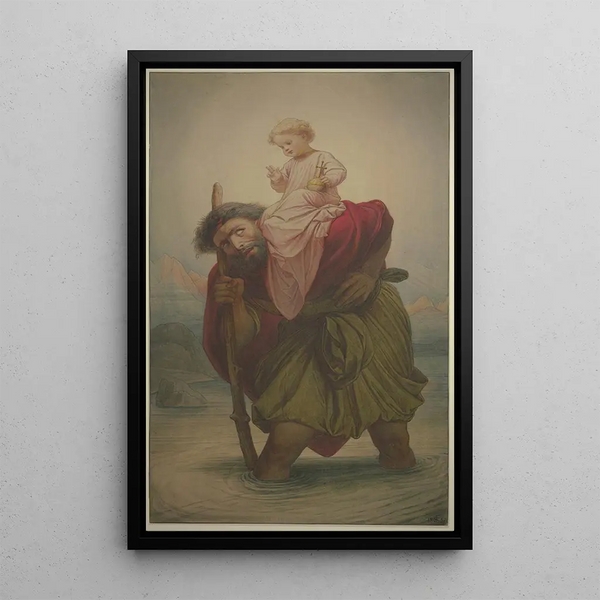 Eduard von Steinle - Der Heilige Christophorus mit dem Jesuskind im Flu 1857.webp