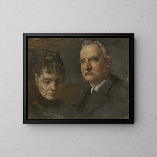 Portrait av en man och en kvinna - Edvard Persus — inramlat konstverk på väggen