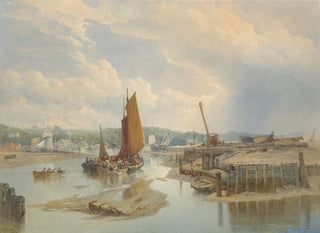Edward Duncan - A Town on an Estuary at Low Tide.webp