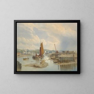 Edward Duncan - A Town on an Estuary at Low Tide.webp