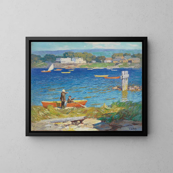 En fiskedag - Edward Henry Potthast — inramlat konstverk på väggen