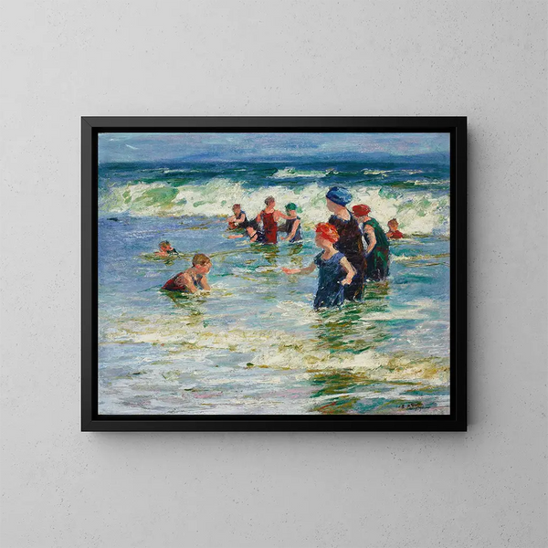 Strandscen - Edward Henry Potthast — inramlat konstverk på väggen