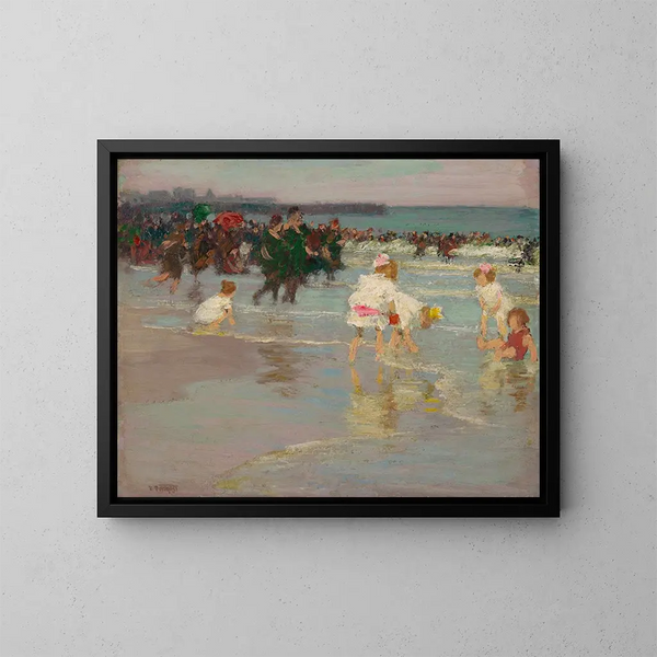 strandscen eller Söndag på stranden - Edward Henry Potthast — inramlat konstverk på väggen