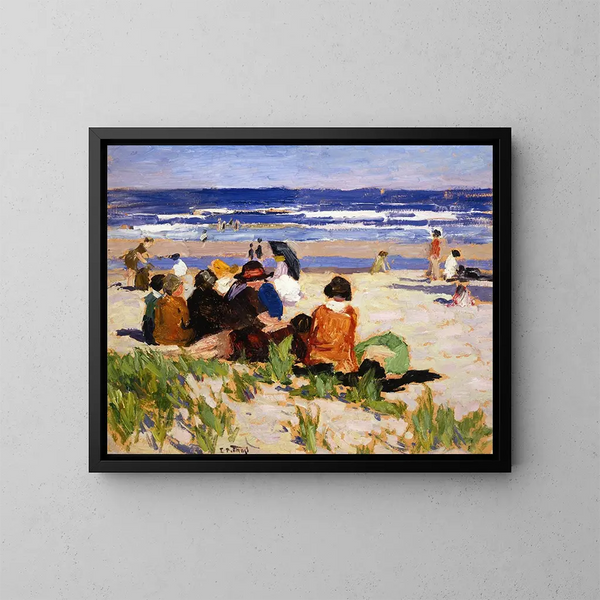 På stranden i Ogunquit, Maine - Edward Henry Potthast — inramlat konstverk på väggen