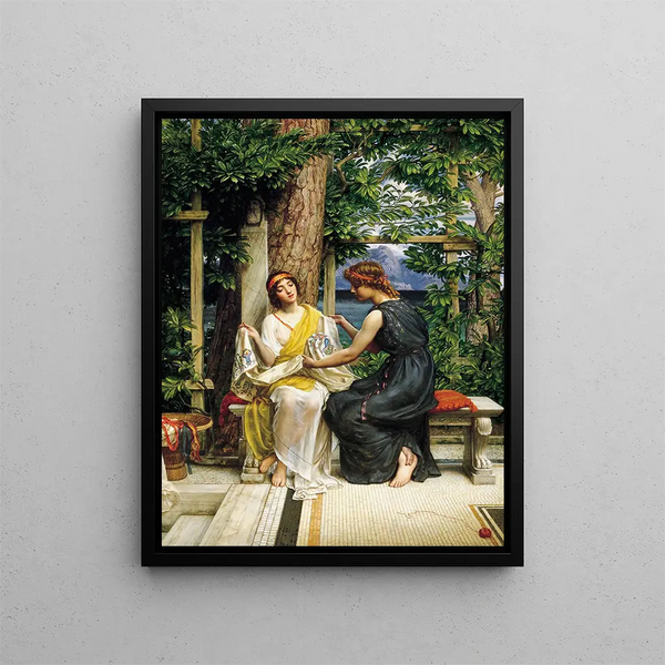 Hélène och Hermia - Edward John Poynter — inramlat konstverk på väggen