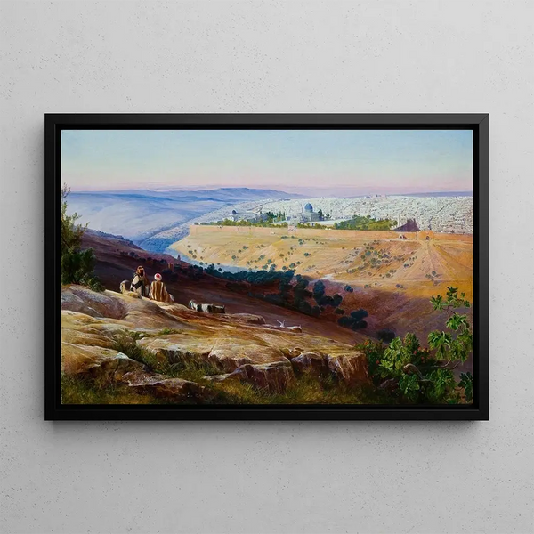 Jerusalem från Olivberget - Edward Lear — inramlat konstverk på väggen