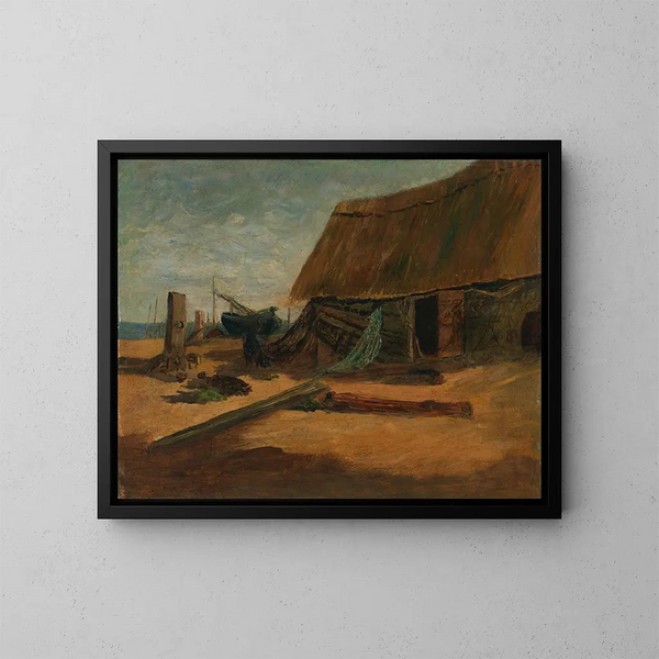 Cabanes de pêche - Edward Mitchell Bannister — inramlat konstverk på väggen