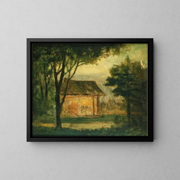 La vieille maison familiale - Edward Mitchell Bannister — inramlat konstverk på väggen