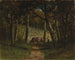 Oidentifierade kor på en väg i skogen - Edward Mitchell Bannister — vy av konstverket