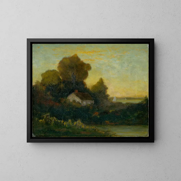 Maison sans titre dans les bois près du lac - Edward Mitchell Bannister — inramlat konstverk på väggen