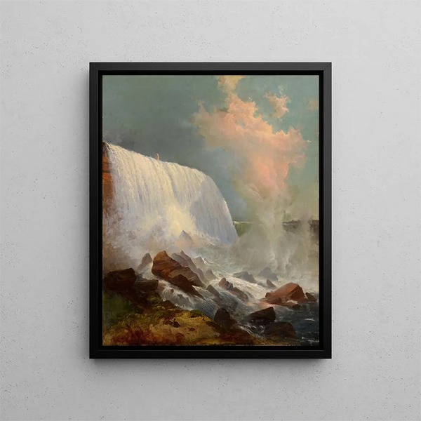 Chutes du Niagara - Edward Moran — inramlat konstverk på väggen