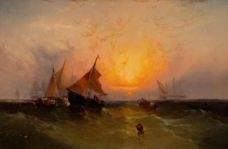 Edward Moran - Ships at Sunset New York Harbor Sunset.webp
