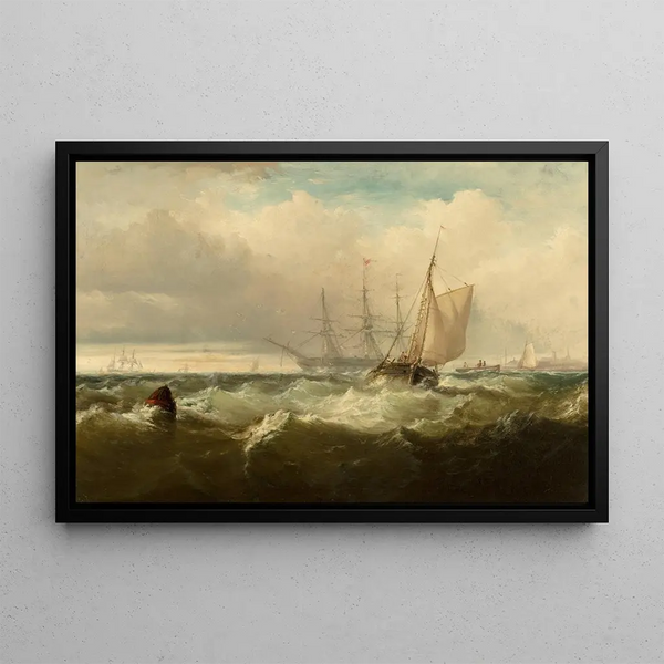 Tempête au large de New Castle Delaware - Edward Moran — inramlat konstverk på väggen