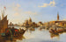Gondoler och fiskebåtar vid mynningen av Grand Canal, Venedig - Edward Pritchett — vy av konstverket