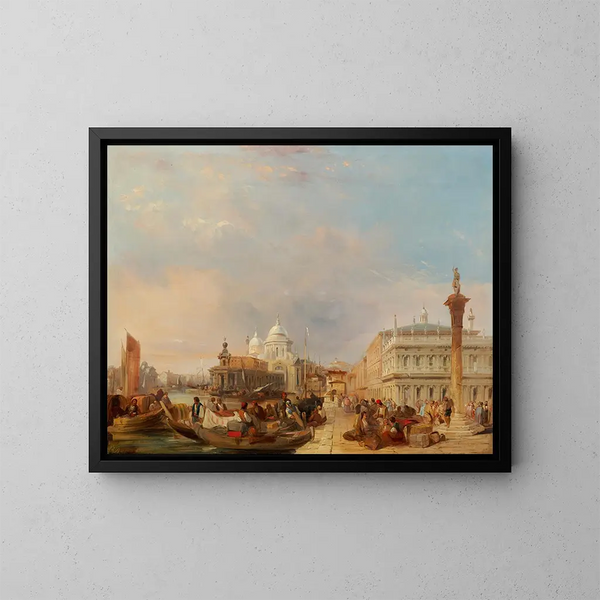 utsikten över Santa Maria della Salute från St. Mark's Square - Edward Pritchett — inramlat konstverk på väggen