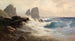 Les Faraglioni framför Capri-kusten - Edward Theodore Compton — vy av konstverket