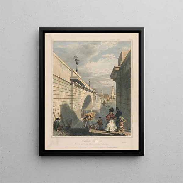 Le pont de Londres depuis le palier supérieur des marches près de Tooley Street - Edward William Cooke — inramlat konstverk på väggen