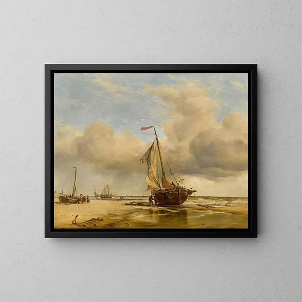 på stranden i Scheveningue, Holland - Edward William Cooke — inramlat konstverk på väggen