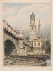 En del av den gamla Londonbron St Magnus och monumentet - Edward William Cooke — vy av konstverket