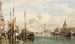 Trabaccoli transportant du bois, San Giorgio Maggiore et la Dogana au loin - Edward William Cooke — vy av konstverket