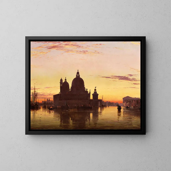Venise, Santa Maria della Salute vid solnedgången - Edward William Cooke — inramlat konstverk på väggen