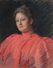 fru Abbey i rosa klänning till midjan - Edwin Austin Abbey — vy av konstverket
