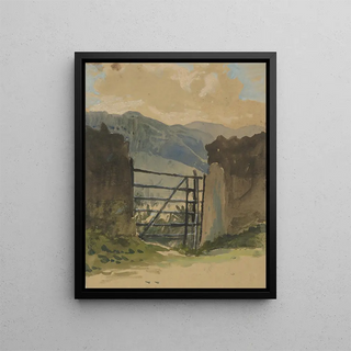 Edwin Austin Abbey - Stone wall and gate sketch.webp