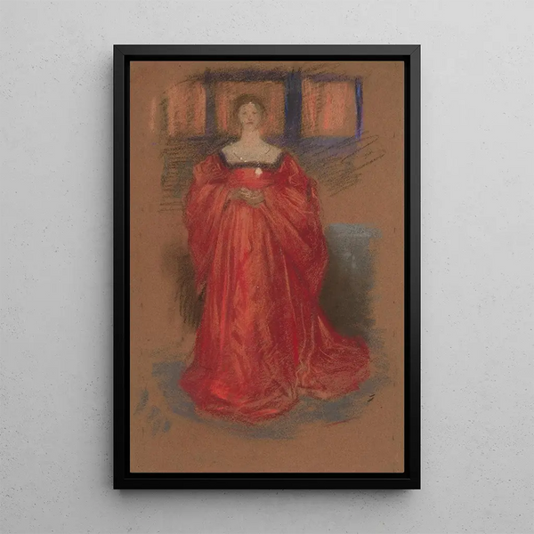 Reproduktion av målningen Studie av en kvinna i renässansklädsel - Edwin Austin Abbey