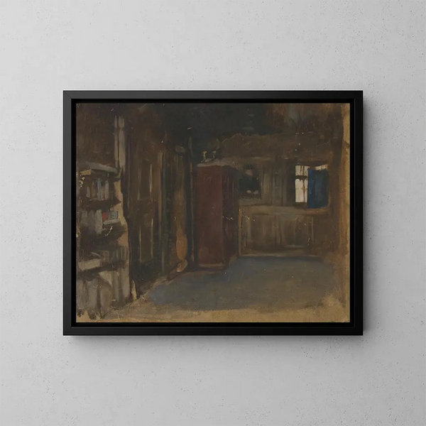 Studie av ett interiör - Edwin Austin Abbey — inramlat konstverk på väggen