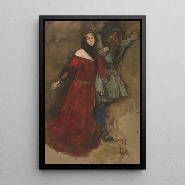 Reproduktion av målningen Oidentifierad scen från Hamlet eller Macbeth - Edwin Austin Abbey