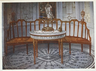 Edwin Foley - Carved satinwood barback settee Painted and gilt table.webp