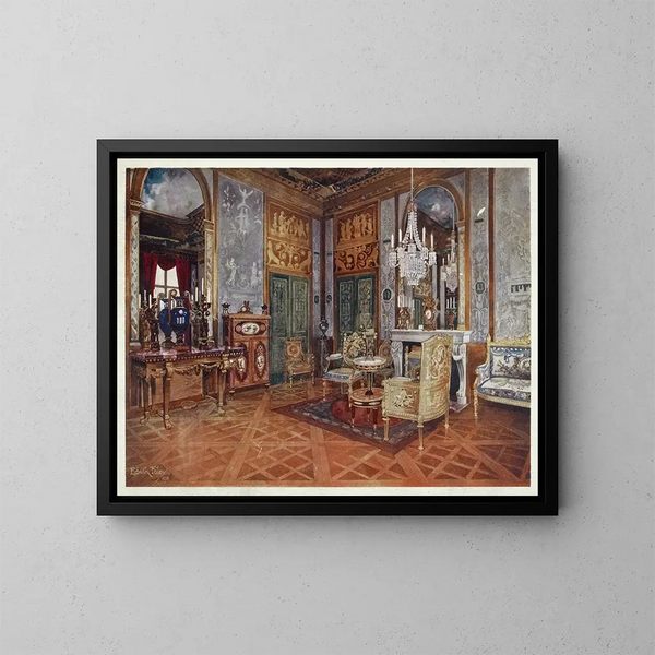 drottning Marie-Antoinettes musiksal, Fontainebleau slott, Frankrike - Edwin Foley — inramlat konstverk på väggen