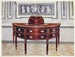 Buffé semi-cirkulär i mahogny och knivlåda marquetry och fanér av satinsläpp, mahogny och ebenholts - Edwin Foley — vy av konstverket