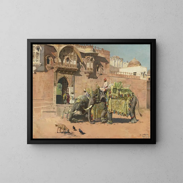 Les éléphants du Rajah de Jodhpur - Edwin Lord Weeks — inramlat konstverk på väggen