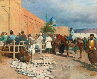 det persiska kaféet, keramikförsäljaren - Edwin Lord Weeks — vy av konstverket