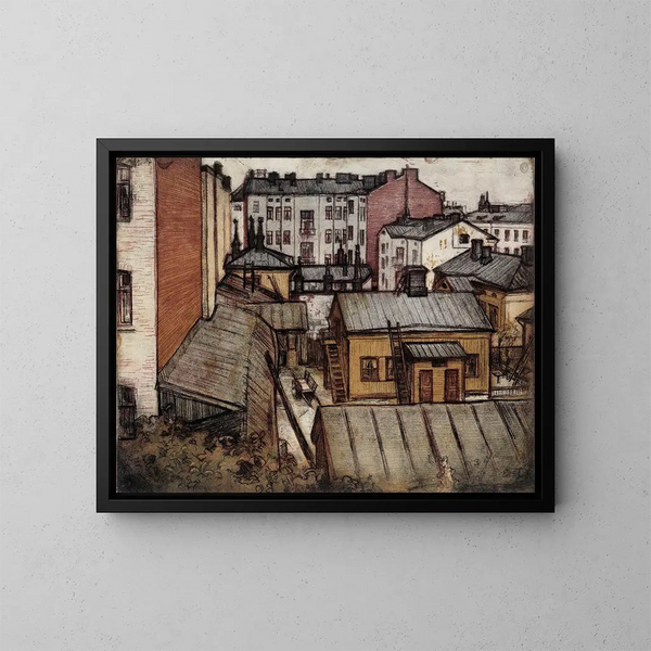 Vue depuis la maison des artistes Bernhardinkatu - Eero Järnefelt — inramlat konstverk på väggen