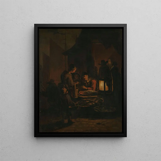 Egbert van der Poel - Fish market at night.webp