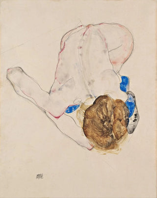 Egon Schiele - Nude with Blue Stockings Bending Forward.webp