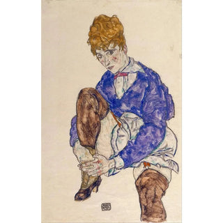 Egon Schiele - Portrait of the Artists Wife Seated Holding Her Right Leg.webp