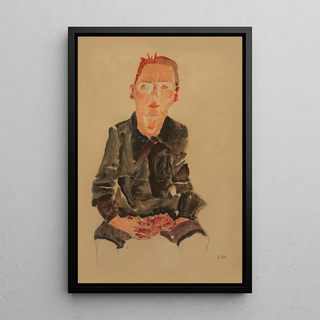 Egon Schiele - Sitzender Bub mit gefalteten Hnden.webp
