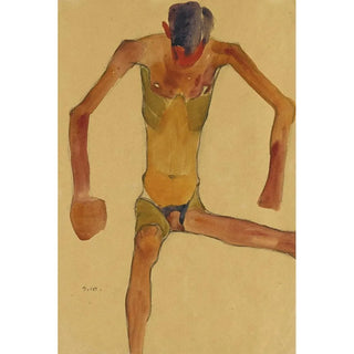 Egon Schiele - Sitzender mnnlicher Akt mit gesenktem Kopf Seated Male Nude with Lowered Head.webp