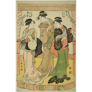 Eishsai Chki - The Cock Fight Ohisa of the Takashimaya and Okita of the Naniwaya.webp