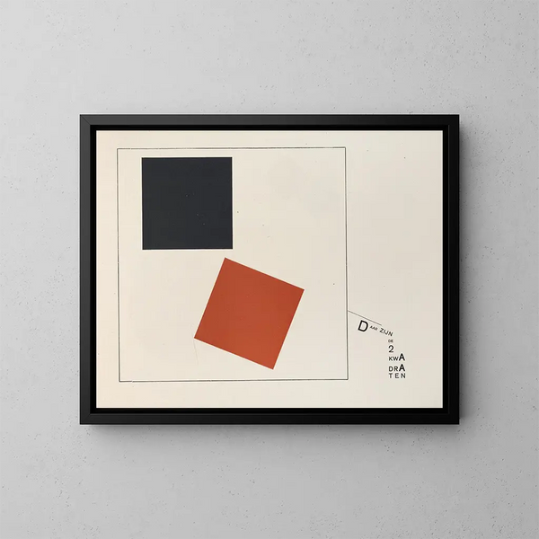 Att bli suprematist av två färger i sex konstruktioner Pl 7 - El Lissitzky — inramlat konstverk på väggen
