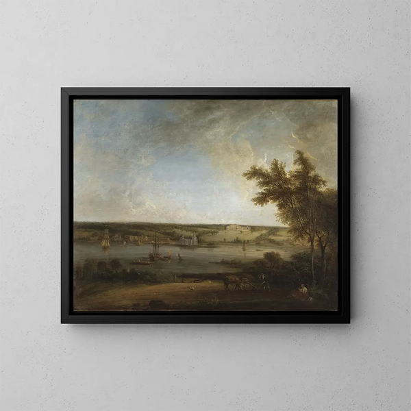 Landskap engelska från Mistley Hall, Essex - Elias Martin — inramlat konstverk på väggen