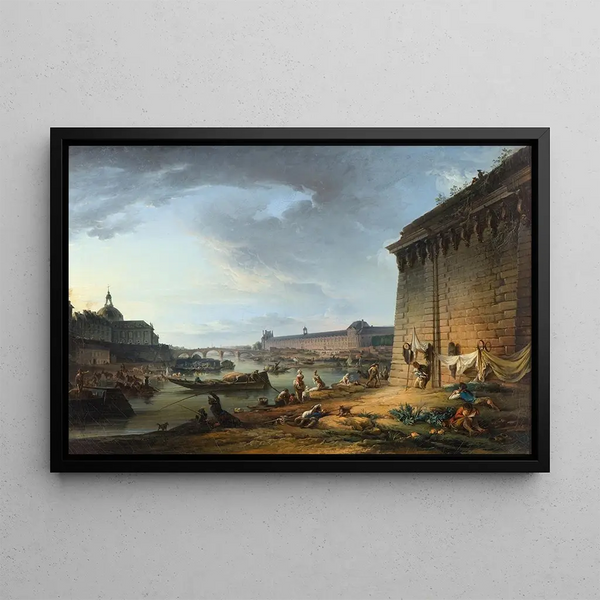 Vue de Paris depuis le quai sous le Pont Neuf - Elias Martin — inramlat konstverk på väggen