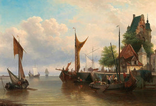 Elias Pieter van Bommel - Sailboats in the harbour.webp