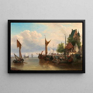 Elias Pieter van Bommel - Sailboats in the harbour.webp