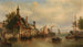 La vieille porte hanséatique sur la Meuse à Rotterdam - Elias Pieter van Bommel — vy av konstverket