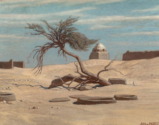 Elihu Vedder - Tree and Graves on the Way to Tel El Armano Egypt.webp